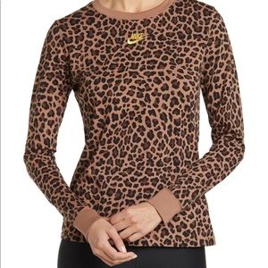 NIKE — Long-sleeve Leopard-print Top